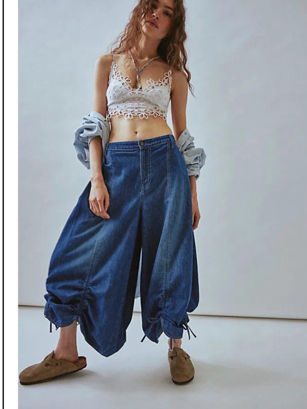 Free People We The Free Lily Fields Cinch Jeans Sz Small Wide Leg Balloon Denim - Picture 5 of 15